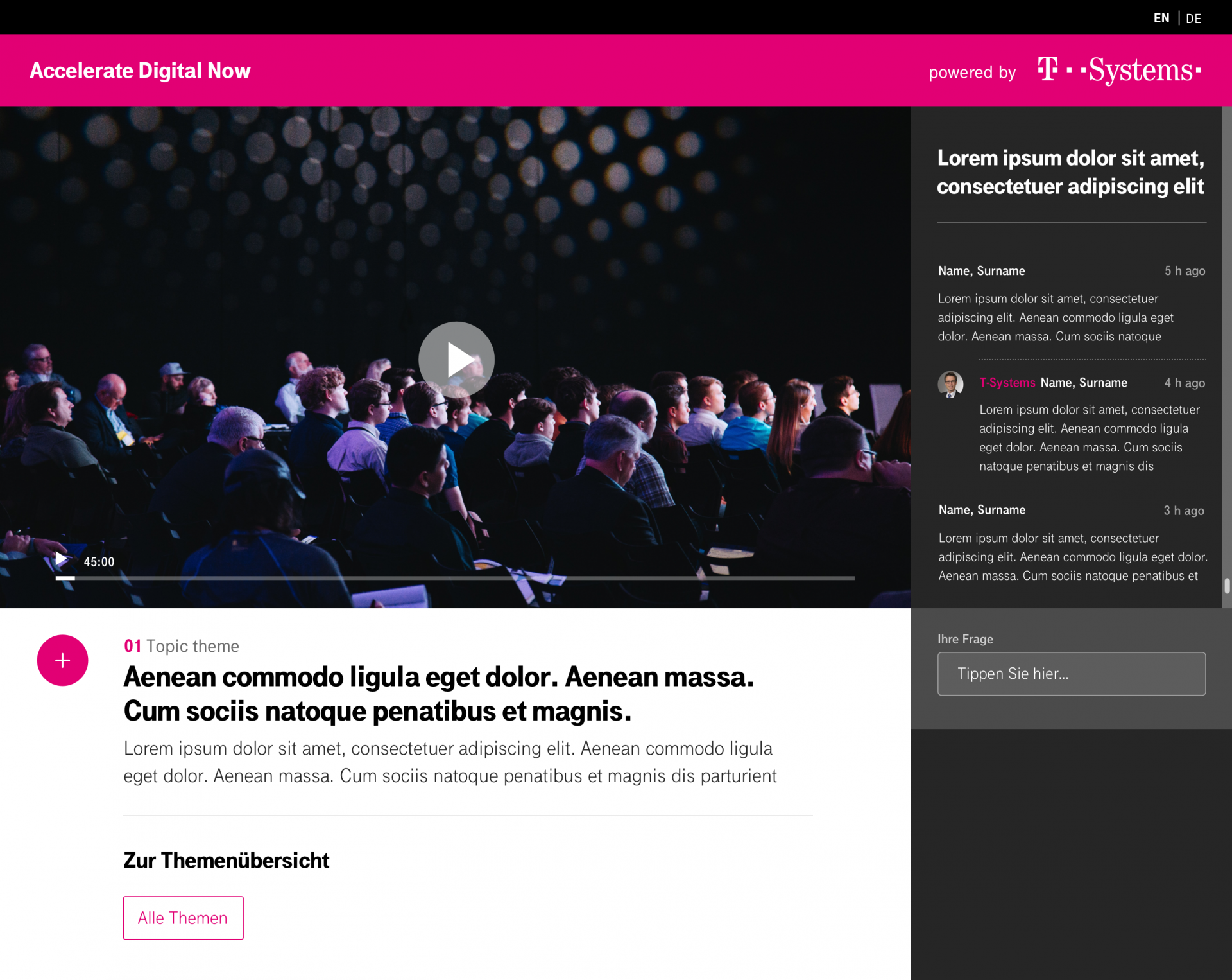 T-Systems Accelerate Now digitales event interface design