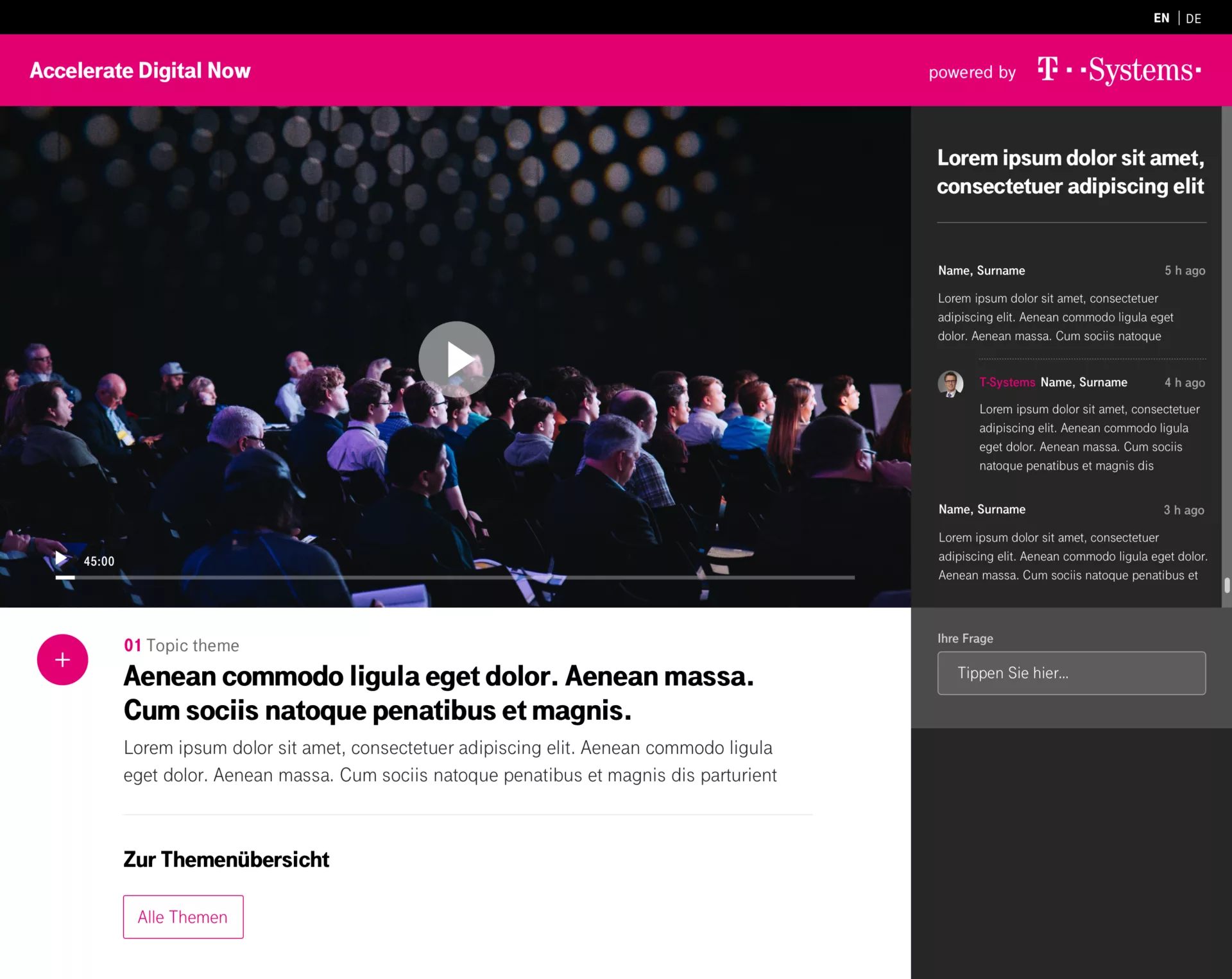 T-Systems Accelerate Now digitales event interface design