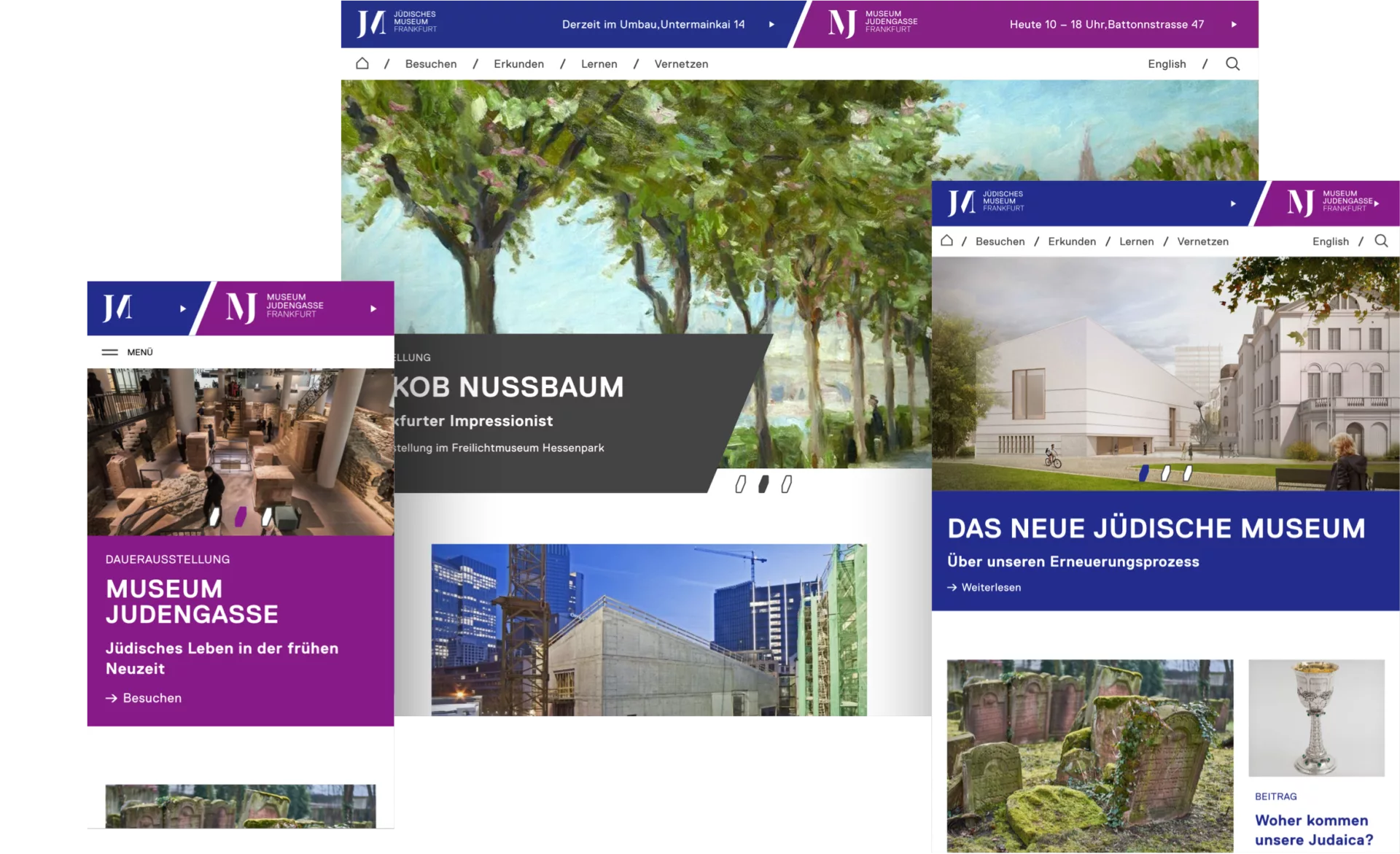 Responsive Design Jüdisches Museum Website im Desktop, Tablet und Mobil Format